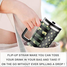 Load image into Gallery viewer, 40 oz Tumbler with Handle and Flip Straw Lid Insulated Traveler Tumblers with Lids Straws Vacuum Leak Proof Stainless Steel 40oz Cup Mug Gifts for Men Women Him Her (Camouflage Flag)

