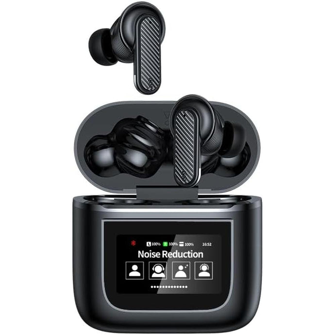 URIZONS ANC Noise Cancellation Message Notification Bluetooth in-Ear Earbuds - Multi-Functional Wireless in Ear Headphones with LCD Screen Touch Control Display 16 Countries Language TWS Earphones
