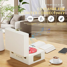 Load image into Gallery viewer, Rechargeable Leather CD Player with Speakers, Bluetooth Transmitter, Festival Gift, BGM Player for Home Decor., white
