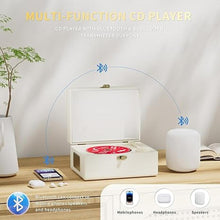 Load image into Gallery viewer, Rechargeable Leather CD Player with Speakers, Bluetooth Transmitter, Festival Gift, BGM Player for Home Decor., white
