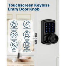 Load image into Gallery viewer, Keyless Entry Door Lock with Code, Keypad Door Lock with Handle, Touchscreen Door Knob with Keypad, Electronic for Front Door Garage Bedroom Home, Auto-Lock, Matte Black 2 Pack
