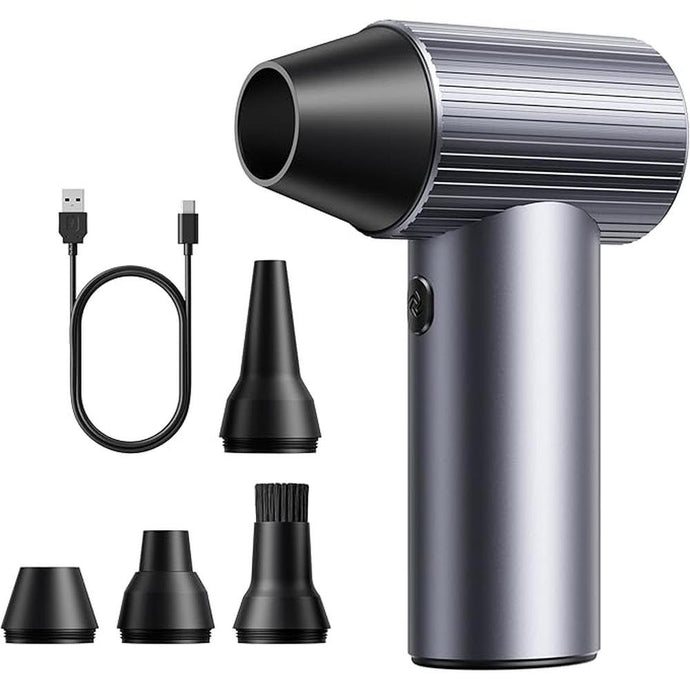 COSANO Full-Metal Jet Dry Mini Blower – 300,000 RPM Electric Air Duster – Rechargeable Compressed Air Blower – High-Power Air Duster with 3 Speeds & 4 Nozzles for Keyboards, Car and Outdoors Cleaning