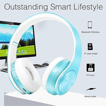 Load image into Gallery viewer, RAT TAIL V5.0 Bluetooth Headphones Over-Ear, Foldable Wireless and Wired Stereo Headset Micro SD/TF, FM for Cell Phone,PC,Soft Earmuffs &amp;Light Weight for Prolonged Wearing (Blue)
