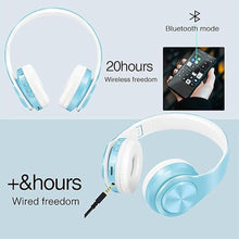 Load image into Gallery viewer, RAT TAIL V5.0 Bluetooth Headphones Over-Ear, Foldable Wireless and Wired Stereo Headset Micro SD/TF, FM for Cell Phone,PC,Soft Earmuffs &amp;Light Weight for Prolonged Wearing (Blue)
