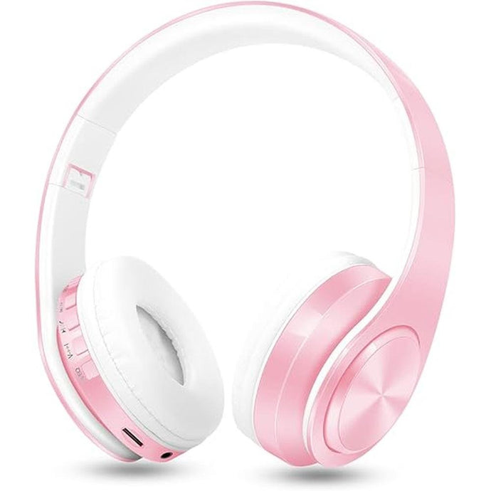 RAT TAIL V5.0 Bluetooth Headphones Over-Ear, Foldable Wireless and Wired Stereo Headset Micro SD/TF, FM for Cell Phone,PC,Soft Earmuffs &Light Weight for Prolonged Wearing (Pink)