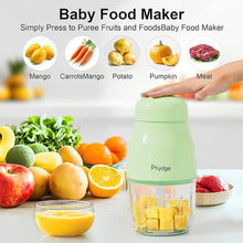 Load image into Gallery viewer, Baby Food Maker - Green Blender and Puree Maker, 10oz Food Processor for Fruit, Vegetable, Meat - 10-Second Quick Soft Food Prep
