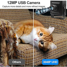 Load image into Gallery viewer, MMlove 12MP USB Camera 4K 30fps 1080P 120fps High Speed USB Camera 102° No Distortion Lens Wide Angle Webcam for Streaming Teaching Machine Vision PC Laptop Raspberry Pi
