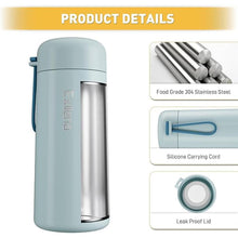 Load image into Gallery viewer, 8 oz Water Bottles Made of 304 Stainless Steel, Small Water Bottles Double Wall Vacuum Insulation for Hot&amp;Cold Drinks, Water Bottle Purse with Carry Handle - 100% Leakproof (Grayish Blue)
