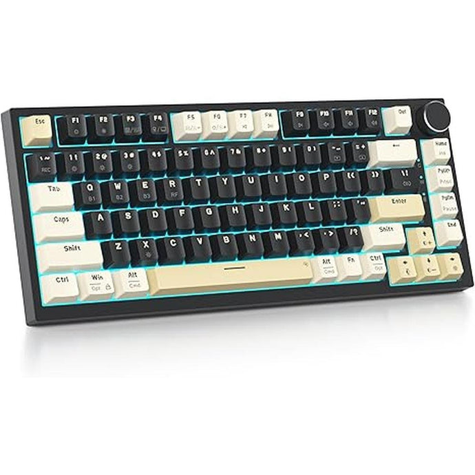75% Wireless Creamy Mechanical Keyboard, Hot Swappable Custom Keyboard, RGB Backlit Gasket Gaming Keyboard, 2.4G/BT5.0/USB-C Mechanical Gaming Keyboard, Pre-lubed Linear Gray Cream Switches