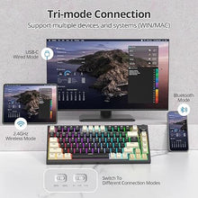 Load image into Gallery viewer, 75% Wireless Creamy Mechanical Keyboard, Hot Swappable Custom Keyboard, RGB Backlit Gasket Gaming Keyboard, 2.4G/BT5.0/USB-C Mechanical Gaming Keyboard, Pre-lubed Linear Gray Cream Switches
