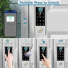 Load image into Gallery viewer, BEBASIA Smart Fingerprint Door Lock with Handle Set, Full App Control, Electronic Digital Touchscreen Keypad, Deadbolt Smart Locks for Front Door, Auto Lock, Satin Nickel
