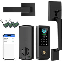 Load image into Gallery viewer, Fingerprint Smart Door Lock with Handle Set, Keyless Entry Door Lock with Keypad,5-in-1 Deadbolt,Bluetooth Deadbolt with Auto Lock,Black

