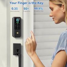 Load image into Gallery viewer, Fingerprint Smart Door Lock with Handle Set, Keyless Entry Door Lock with Keypad,5-in-1 Deadbolt,Bluetooth Deadbolt with Auto Lock,Black
