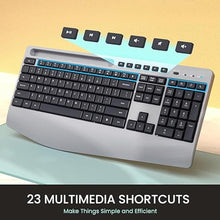 Load image into Gallery viewer, Ergonomic Wireless Keyboard and Mouse Combo,LIZRROT 2.4GHz Silent Full-Size Mouse and Keyboard,Wrist Rest,Phone Holder,Compatible with Windows, PCs, Laptops
