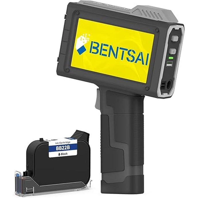 BENTSAI Handheld Inkjet Printer BT-HH6205BL Upgraded with 16H Long Lasting 0.5Inch Use with Photoelectric Sensor for Assembly Line for Date QR Code UPC Barcode Logo Batch Number on Carton Plastic Wood