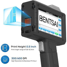 Load image into Gallery viewer, BENTSAI Handheld Inkjet Printer BT-HH6205B Newly Upgraded with 16H Long Endurance 0.5Inch Use for Batch Number Date Code Logo Serial Number Barcode QR Code on Plastic Cardboard Wood Metal Clothes
