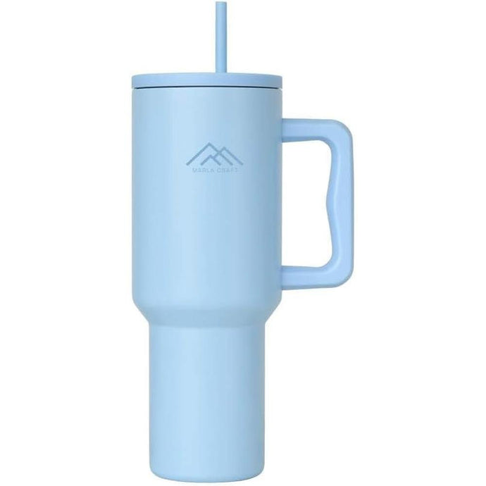 MABLA 40 oz Tumbler with handle | Stainless Steel Vacuum Cup | Insulated Resuable Tumbler with Straw & Lid Leakproof Travel Coffee Mug for Water, Iced Coffee or Tea and More (Blue)