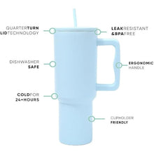 Load image into Gallery viewer, MABLA 40 oz Tumbler with handle | Stainless Steel Vacuum Cup | Insulated Resuable Tumbler with Straw &amp; Lid Leakproof Travel Coffee Mug for Water, Iced Coffee or Tea and More (Blue)
