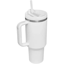 Load image into Gallery viewer, MABLA 40 oz Travel Mug with handle | Stainless Steel Vacuum Cup | Insulated Resuable Tumbler with Straw &amp; Lid Leakproof Travel Coffee Mug for Water, Iced Coffee or Tea and More (Winter White, 40 oz)
