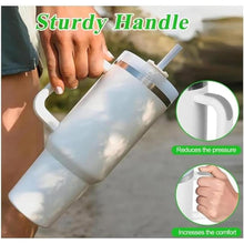 Load image into Gallery viewer, MABLA 40 oz Travel Mug with handle | Stainless Steel Vacuum Cup | Insulated Resuable Tumbler with Straw &amp; Lid Leakproof Travel Coffee Mug for Water, Iced Coffee or Tea and More (Winter White, 40 oz)
