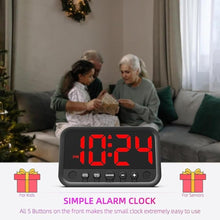 Load image into Gallery viewer, Small LED Digital Clock for Bedroom, Loud Alarm Clock for Heavy Sleepers Adults, Teens | Plug-In Electric Desk Clock | Simple Bedside Nightstand Clock with Adjustable Volume/Brightness/Snooze – Red
