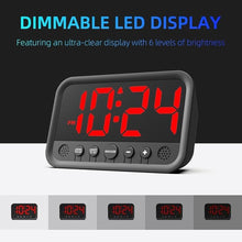 Load image into Gallery viewer, Small LED Digital Clock for Bedroom, Loud Alarm Clock for Heavy Sleepers Adults, Teens | Plug-In Electric Desk Clock | Simple Bedside Nightstand Clock with Adjustable Volume/Brightness/Snooze – Red
