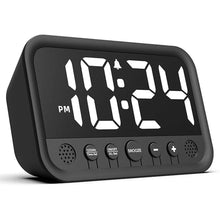 Load image into Gallery viewer, Small LED Digital Clock for Bedroom, Loud Alarm Clock for Heavy Sleepers Adults, Teens | Plug-In Electric Desk Clock | Simple Bedside Nightstand Clock with Adjustable Volume/Brightness/Snooze – White
