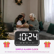 Load image into Gallery viewer, Small LED Digital Clock for Bedroom, Loud Alarm Clock for Heavy Sleepers Adults, Teens | Plug-In Electric Desk Clock | Simple Bedside Nightstand Clock with Adjustable Volume/Brightness/Snooze – White
