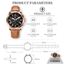 Load image into Gallery viewer, Taxau Men s Brown Leather Watch Black Dial Chronograph Men s Watch for Big Wrist Classic Casual Watch for Men Dress Quartz Analog Roman Numeral Waterproof Mens Watch Luminous Relojes De Hombres
