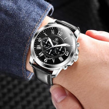 Load image into Gallery viewer, Taxau Men s Wrist Watches Big Face Black Leather Strap Chronograph Analog Vintage Classic Mens Dress Watch Waterproof Relojes para Hombres
