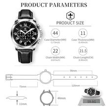 Load image into Gallery viewer, Taxau Men s Wrist Watches Big Face Black Leather Strap Chronograph Analog Vintage Classic Mens Dress Watch Waterproof Relojes para Hombres
