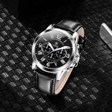 Load image into Gallery viewer, Taxau Men s Wrist Watches Big Face Black Leather Strap Chronograph Analog Vintage Classic Mens Dress Watch Waterproof Relojes para Hombres

