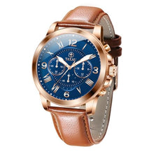 Load image into Gallery viewer, Taxau Brown Leather Men s Watches Lager Dial Classic Chronograph Watches for Men Blue Face Casual Mens Dress Watch Quartz Analog Vintage Arabic Numerals Men Watch Waterproof Luminous Business
