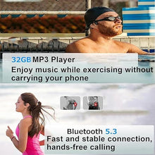 Load image into Gallery viewer, Swimming Headphones Bone Conduction Headphones: IPX8 Waterproof Bluetooth 5.3 Open Ear Headset with 32G Music Player Wireless Sports Underwater Earphones, 12hrs Playtime, 28g Lightweight
