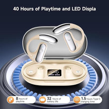 Load image into Gallery viewer, Open Ear Bluetooth 5.4 Earbuds, 2024 Wireless Headphones Sport Over Earphones Built-in Mic with Ear Hooks 50H Playtime Ear Buds LED Display Charging Case, Waterproof Design for Running Fitness, Khaki
