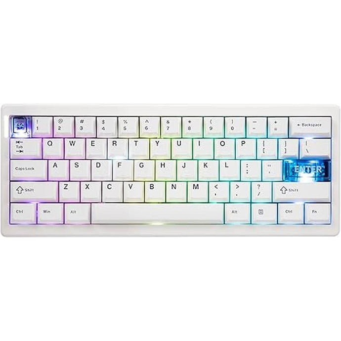CIDOO QK61 V2 VIA Programmable 60% Compact Keyboard, USB-C/BT5.0/2.4Ghz Wireless, Hot Swappable Custom Mechanical Keyboard with Gasket Mounted, PC Plate, 3000mAh Battery for Win/Mac (White)