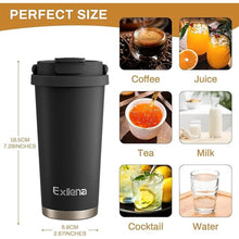 Load image into Gallery viewer, 16oz Tumbler with 3 in 1 Lid - Travel Coffee Tumbler - 100% Leakproof and Spill Proof for Hot and Cold Drink - Coffee Mug for Travel, Office, School...(Black)
