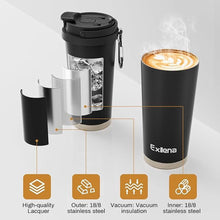 Load image into Gallery viewer, 16oz Tumbler with 3 in 1 Lid - Travel Coffee Tumbler - 100% Leakproof and Spill Proof for Hot and Cold Drink - Coffee Mug for Travel, Office, School...(Black)
