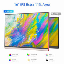 Load image into Gallery viewer, Veout 16Inch Pink Portable Monitor for Laptop, 1920x1200P IPS 16:10 Computer External Screen, 100% sRGB Stand Support Freesync, for Girl Phone, PC Home Use
