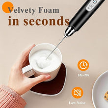 Load image into Gallery viewer, Milk Frother Handheld Rechargeable, Frother Wand Drink Mixer Electric Whisk for Coffee, Detachable With 3 Stainless Whisks, Hand Mixer for Lattes, Cappuccino, Matcha, Egg, No Stand, Black
