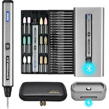 Load image into Gallery viewer, AM ARROWMAX Electric Mini Engraving Pen with 36 Bits, Aluminum Case, APP, Wireless Magnetic Charger, Tool Bag, Cordless Rotary Tool, Engraving Pen for Metal, Wood, Glass and Plastic (SGS MINI PLUS)
