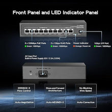 Load image into Gallery viewer, Binardat 11 Port POE Switch, 8 POE+ Ports 10/100Mbps, 2 Gigabit Uplink, 1 Gigabit SFP, IEEE802.3af/at, 135W Power Supply, Metal Case Unmanaged Plug and Play
