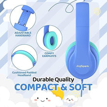 Load image into Gallery viewer, Wired Headphones for Kids, 85dB Volume Limit, 3.5mm Kids Headphones with Cord, Adjustable, Stereo Sound Foldable Toddler headsets for School-Blue
