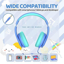 Load image into Gallery viewer, Wired Headphones for Kids, 85dB Volume Limit, 3.5mm Kids Headphones with Cord, Adjustable, Stereo Sound Foldable Toddler headsets for School-Blue
