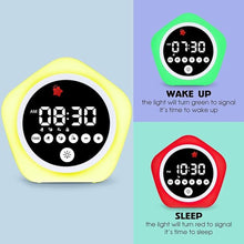 Load image into Gallery viewer, Kids Alarm Clock, Ok to Wake Clock with Green Light Red Light, Toddler Sleep Training Clock for Children
