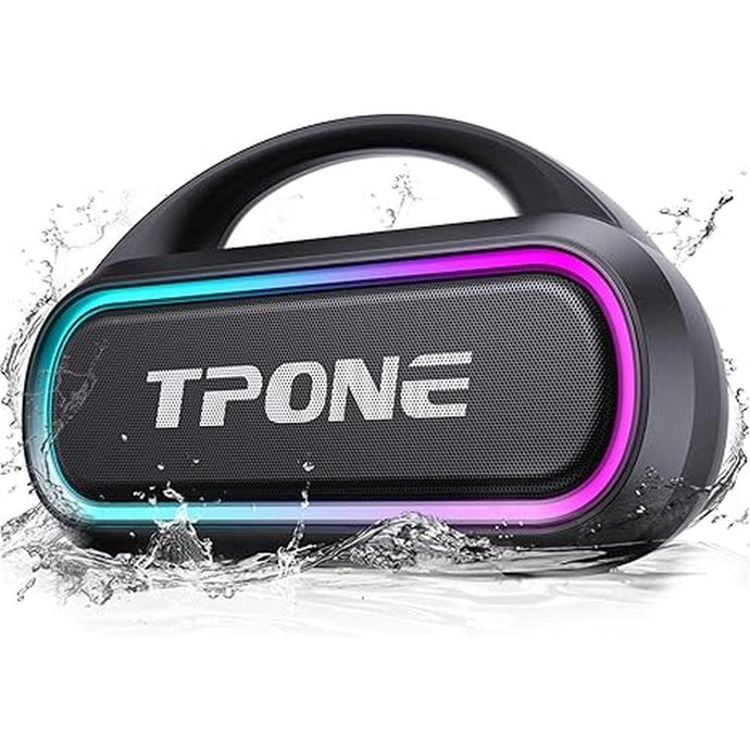 Portable Bluetooth Speaker, 30W Peak, 12H Playtime, IPX5 Waterproof with Light, TWS Pairing, Wireless Speaker for Home/Party/Outdoor/Beach, Birthday Gift (Black)
