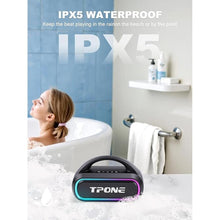 Load image into Gallery viewer, Portable Bluetooth Speaker, 30W Peak, 12H Playtime, IPX5 Waterproof with Light, TWS Pairing, Wireless Speaker for Home/Party/Outdoor/Beach, Birthday Gift (Black)
