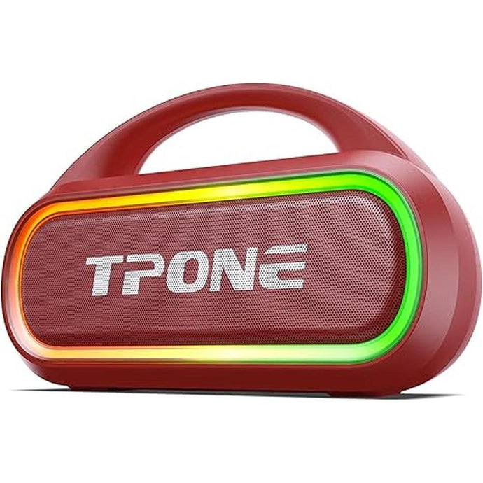 Portable Bluetooth Speaker, 30W (Peak) Wireless Speaker for Outdoor, Up to 12H Playtime, IPX5 Waterproof with Light, TWS Pairing, for Home/Party/Outdoor/Beach, Birthday Gift (Red)