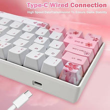 Load image into Gallery viewer, Cherry Blossom Pink Mechanical Keyboard,60% Compact Hot Swappable USB-C Wired RGB Gaming Keyboard 61 Keys Mini Cute Keyboard with Dye-Sublimation PBT Keycap for PC/Mac (Red Switch)
