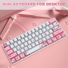 Load image into Gallery viewer, Cherry Blossom Pink Mechanical Keyboard,60% Compact Hot Swappable USB-C Wired RGB Gaming Keyboard 61 Keys Mini Cute Keyboards with Dye-Sublimation PBT Keycap for PC/Mac (Brown Switch)
